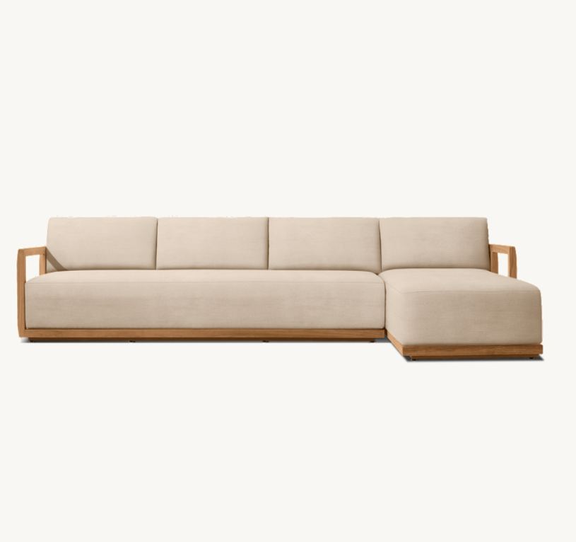 Outdoor Furniture Teak - 2026年最新ファッションデザイン屋外パティオ家具チークソファラタンガーデン左肘掛けシェーズロングセクショナル家具
