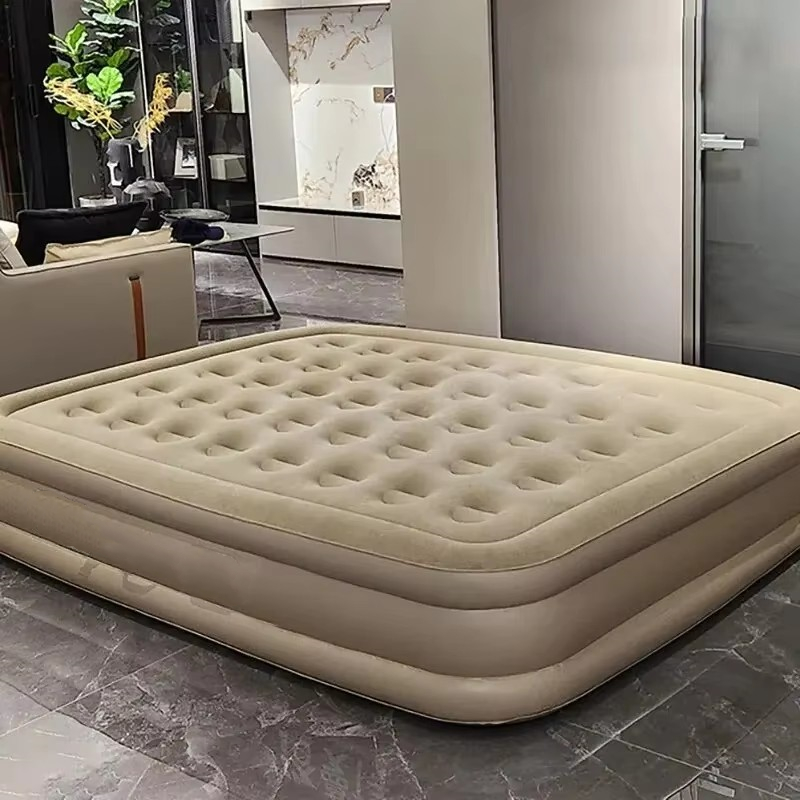 Outdoor Furniture European - インフレータブルPVCスリーピングマットレス,豪華な2人用キャンプマットレス,ポンプ内蔵,厚手