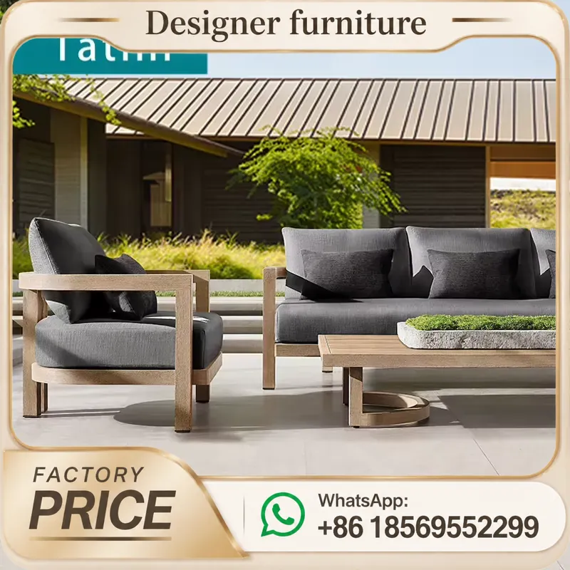 Outdoor Furniture Teak - チーク材製ソファセット 防水屋外パティオガーデン家具 ヴィラリゾートバルコニー レジャー ハイエンドホテル装飾用