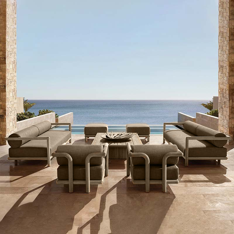 Outdoor Furniture Teak - 屋外家具ガーデンソファセット、高級ホテルテラスチークソファセット、屋外コーヒーテーブルとソファセット