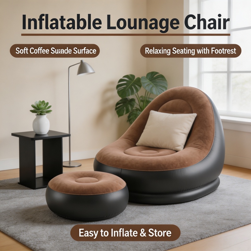 Outdoor Furniture Design - レイジーソファ エアーソファ 折りたたみ式リクライニングチェア 屋外ソファベッド フットスツール ポータブル折りたたみエアベッド
