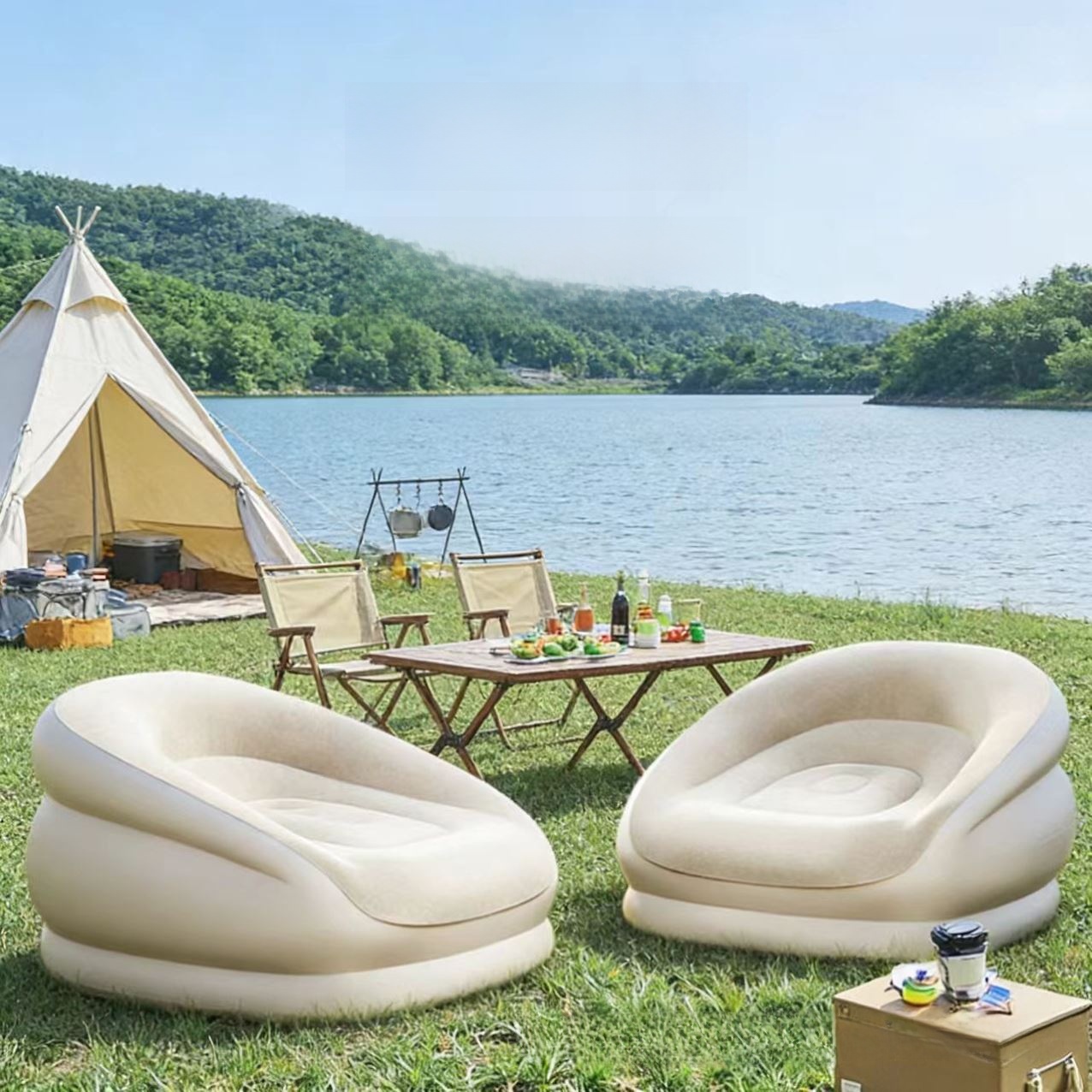 Outdoor Furniture Design - ポータブル Iatable ソファ カム音楽祭用 アウトドア レジャー家具
