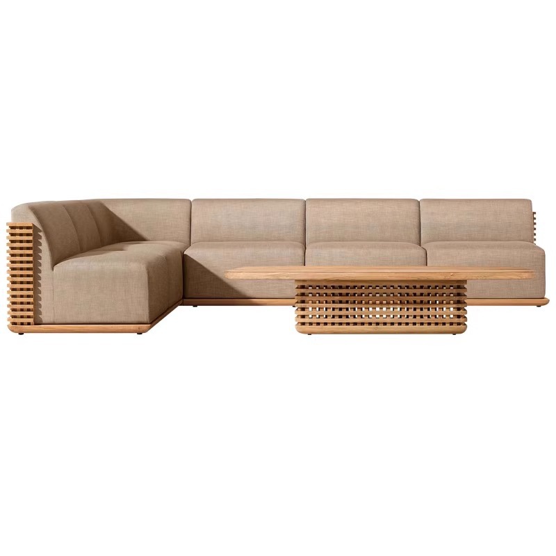 Outdoor Furniture Teak - 屋外チークソファ 屋外 オープンエア 防水・日よけ コーナー ホテル
