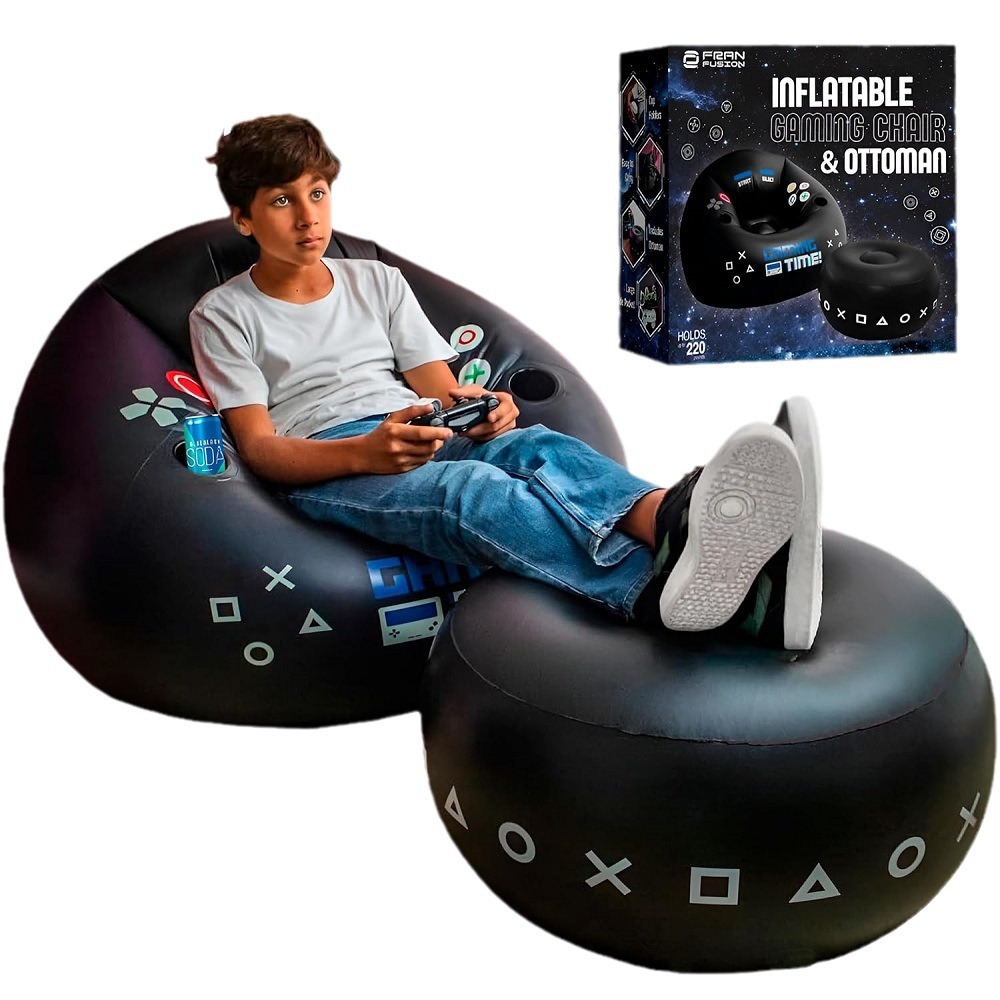 Outdoor Furniture European - クリエイティブなeスポーツゲーミングチェア、カップホルダーとサイドポケット付き、インフレータブル家具、ブラックスタイルのゲーミングチェア、インフレータブルソファ