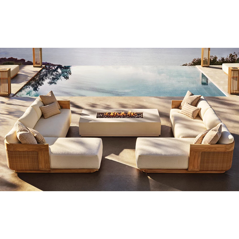 Outdoor Furniture Teak - 高級ガーデン家具デザイン ラウンジパティオ モジュール式セット モダンコーナーセクショナル屋外チークソファ