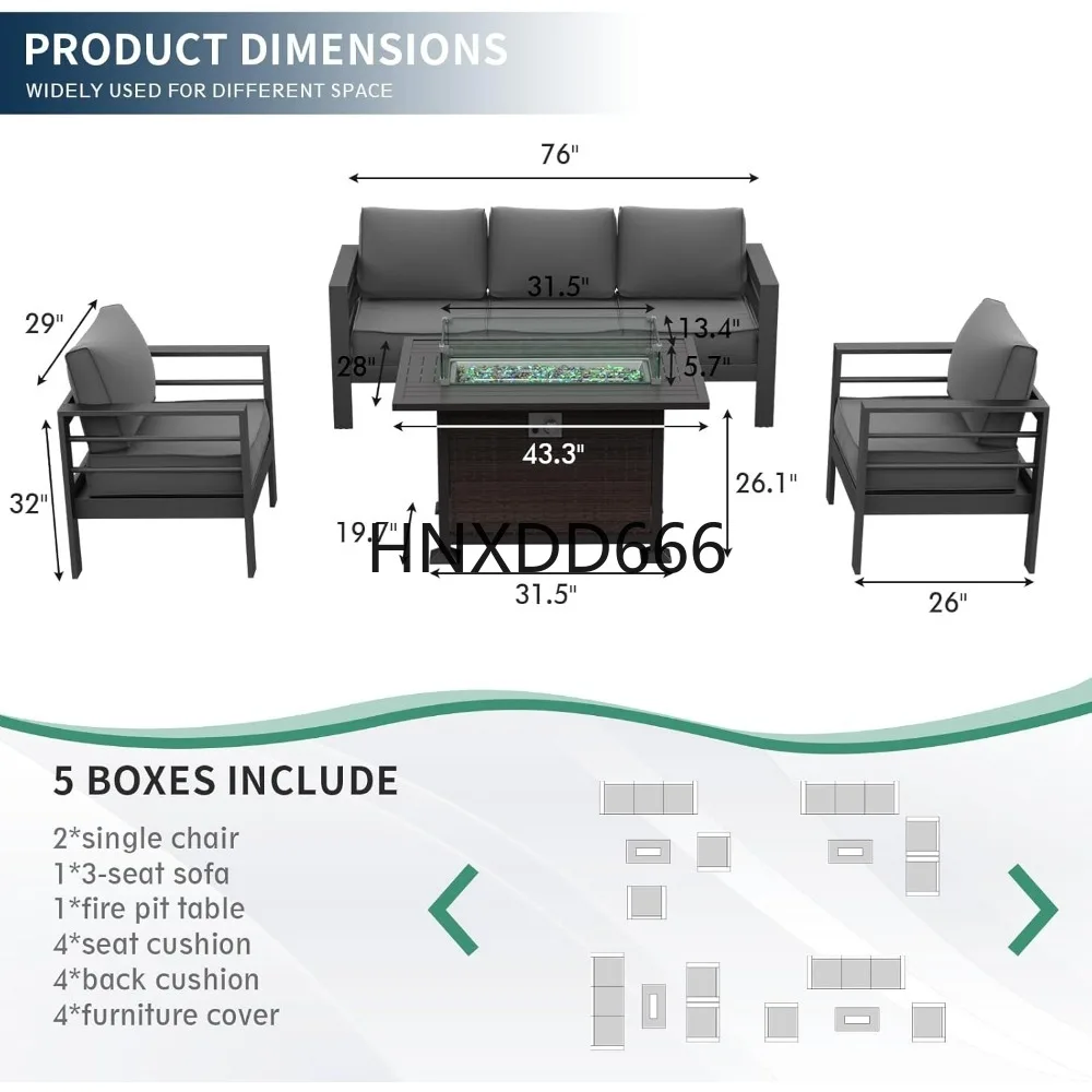 ファイヤーピットテーブル付きパティオ家具セット、6点セットア - Outdoor Furniture Set With Fire Pit のレビューと価格