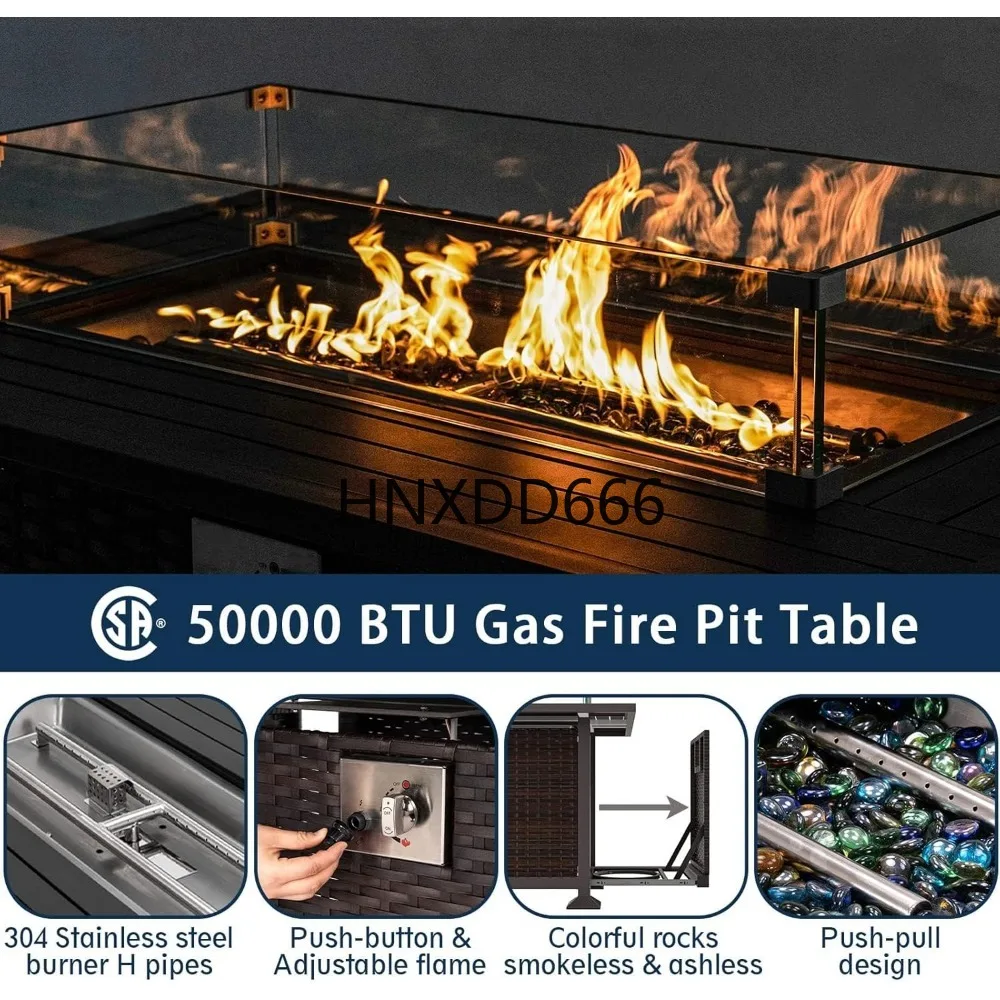 ファイヤーピットテーブル付きパティオ家具セット、6点セットア - Outdoor Furniture Set With Fire Pit のレビューと価格