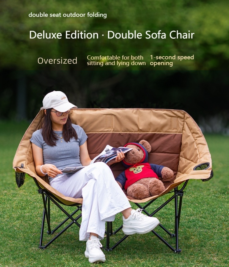 屋外キャンプ用ダブル折りたたみ椅子、背もたれ付きポータブルム - Outdoor Furniture Plus のレビューと価格