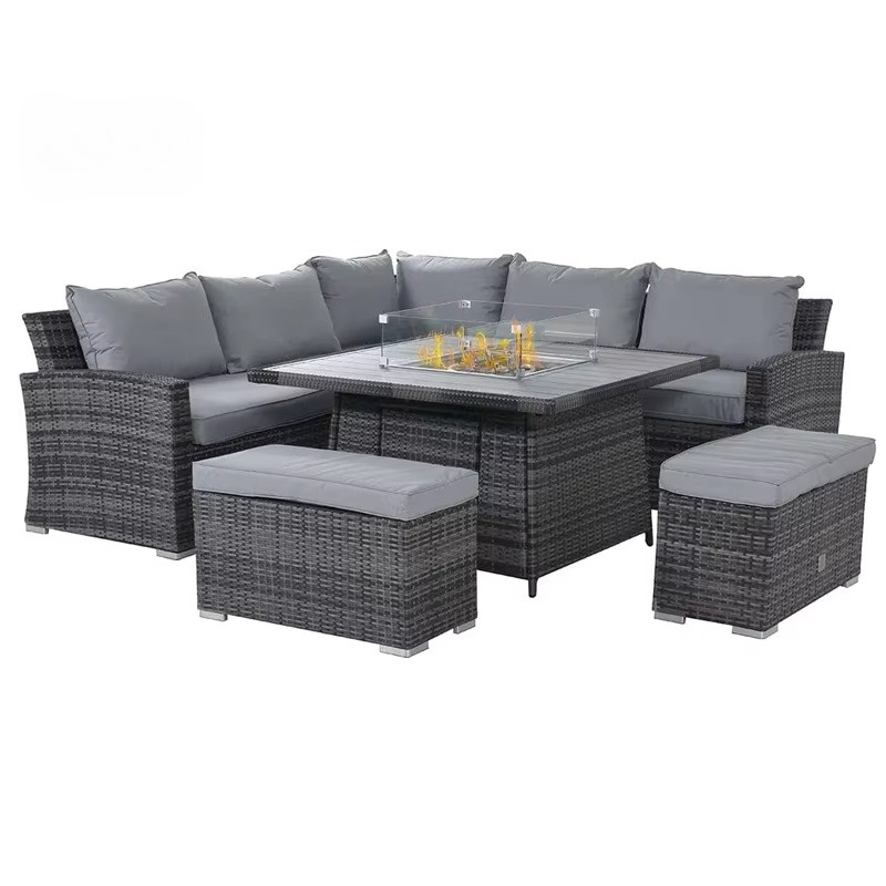 ガーデンパティオソファセット 防水4ピース ウィッカー 全天 - Outdoor Furniture Set With Fire Pit のレビューと価格