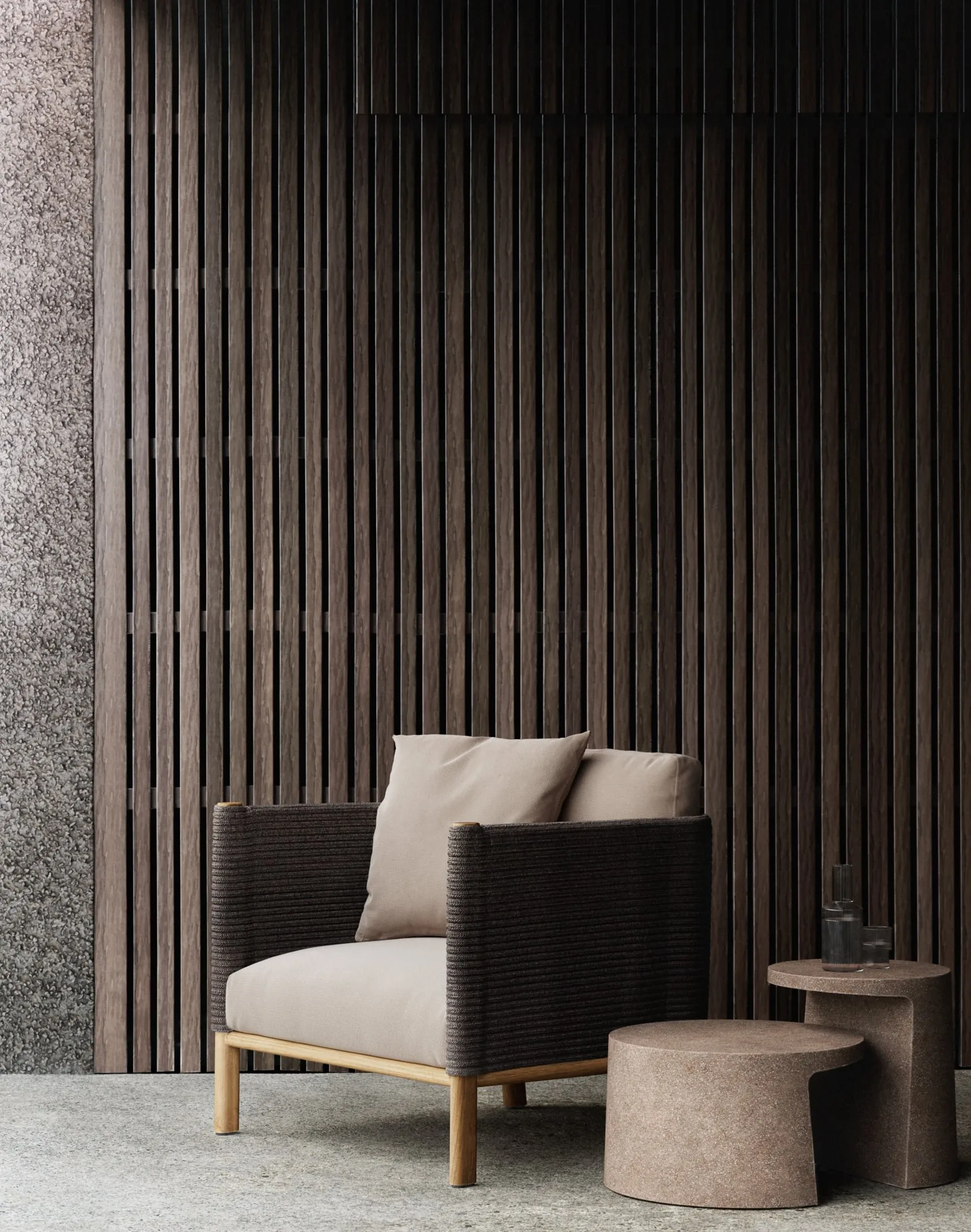 チーク材フレーム、ロープ編み、速乾フォーム、一人掛けシングル - Outdoor Furniture Teak のレビューと価格