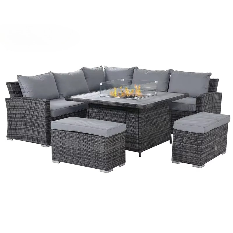 モダンガーデン家具 高級ダイニング アルミ製 防水パティオ  - Outdoor Furniture Set With Fire Pit のレビューと価格