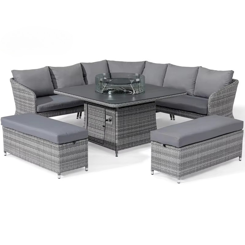 モダンガーデン家具 高級ダイニング アルミ製 防水パティオ  - Outdoor Furniture Set With Fire Pit のレビューと価格