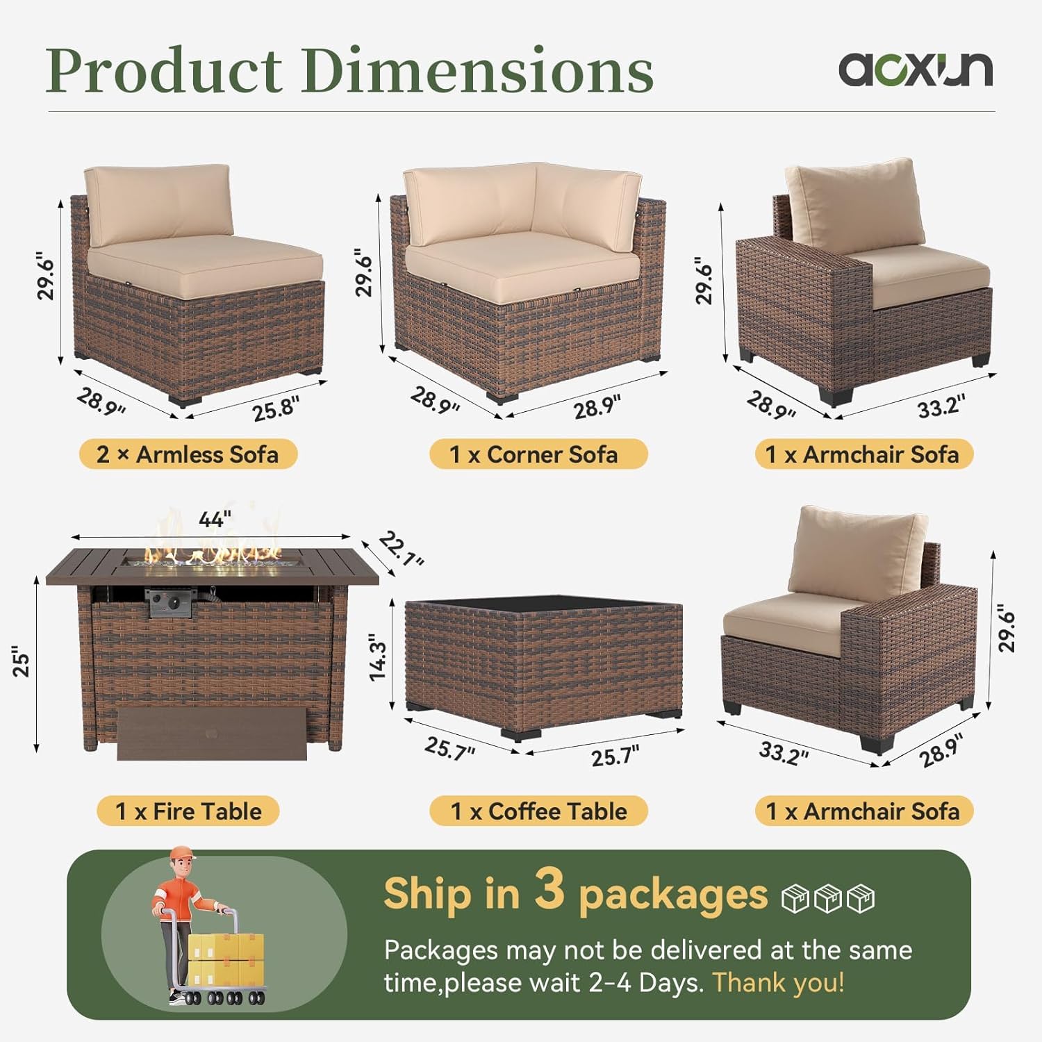 7点セットのパティオ家具セット、幅広いアームレストと44イン - Outdoor Furniture Set With Fire Pit のレビューと価格