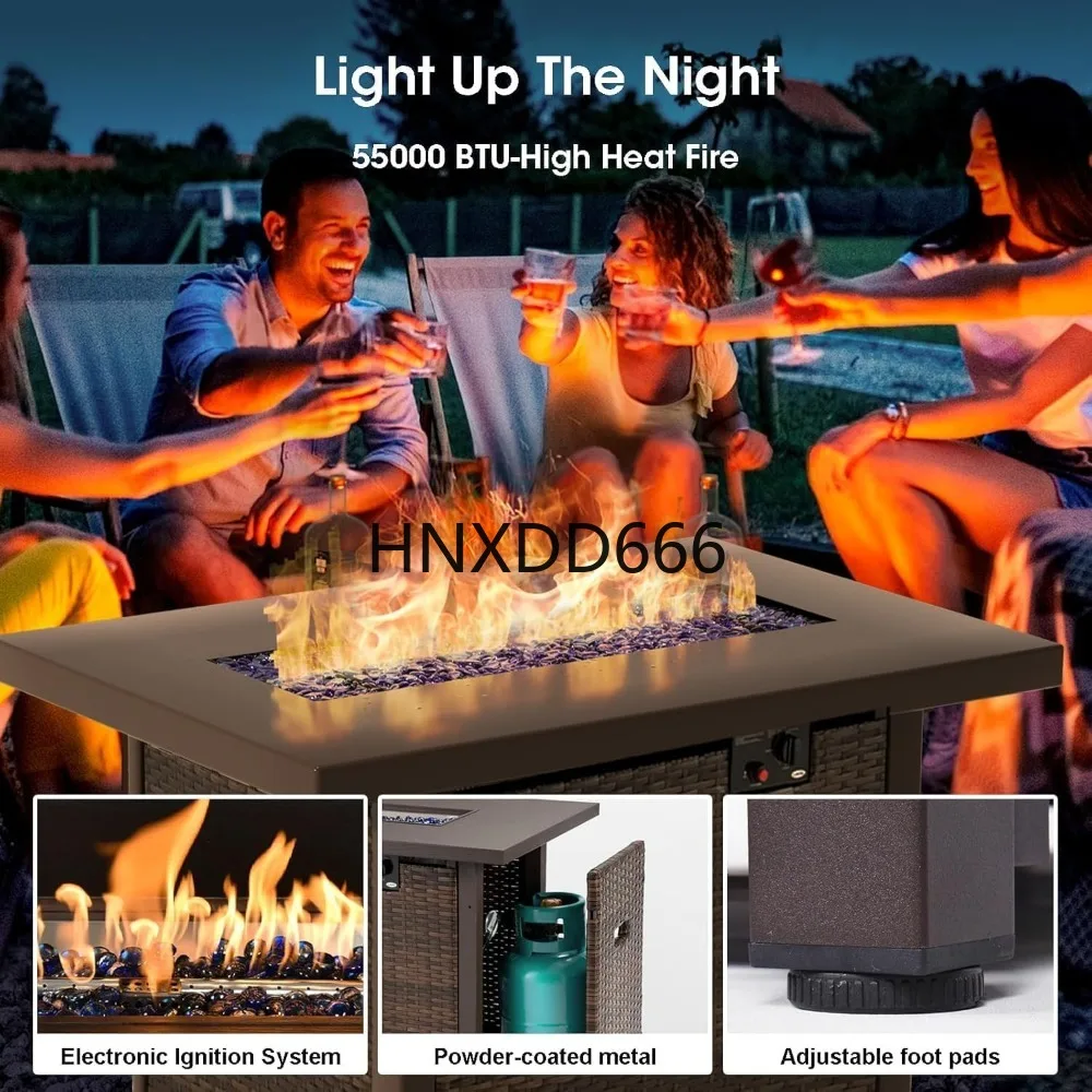 7点セットのパティオ家具セット、ファイヤーピットテーブル付き - Outdoor Furniture Set With Fire Pit のレビューと価格