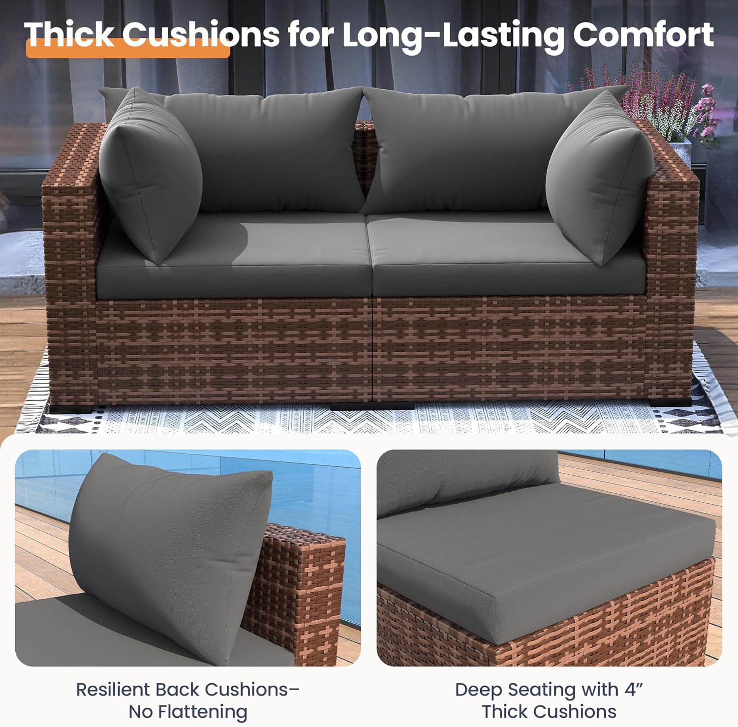5ピース屋外用セクショナルソファセット、ファイヤーピットテー - Outdoor Furniture Set With Fire Pit のレビューと価格