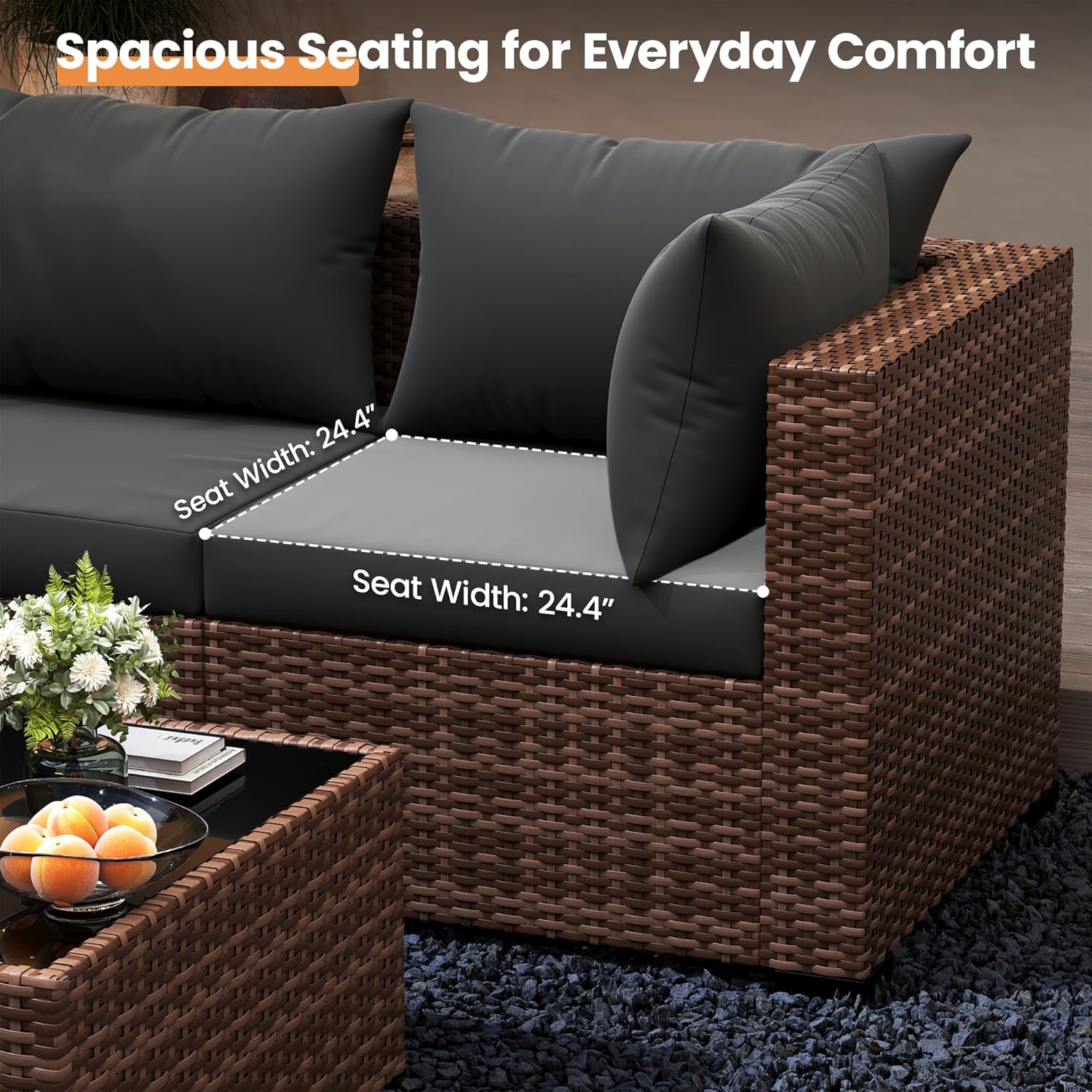 5ピース屋外用セクショナルソファセット、ファイヤーピットテー - Outdoor Furniture Set With Fire Pit のレビューと価格