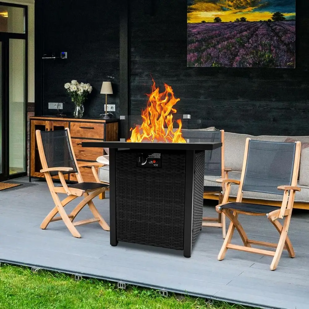 籐製屋外パティオ家具セット、豪華なクッション付き籐製セクショ - Outdoor Furniture Set With Fire Pit のレビューと価格