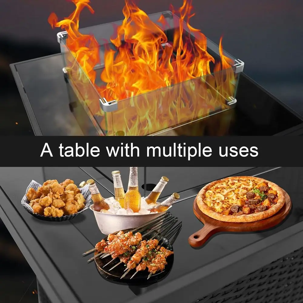 籐製屋外パティオ家具セット、豪華なクッション付き籐製セクショ - Outdoor Furniture Set With Fire Pit のレビューと価格