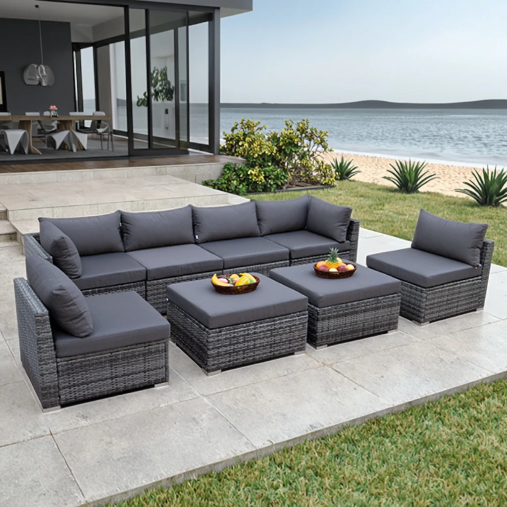 現代的な屋外家具ソファパティオ家具セットPEラタンガーデンセ - Outdoor Furniture Set With Fire Pit のレビューと価格