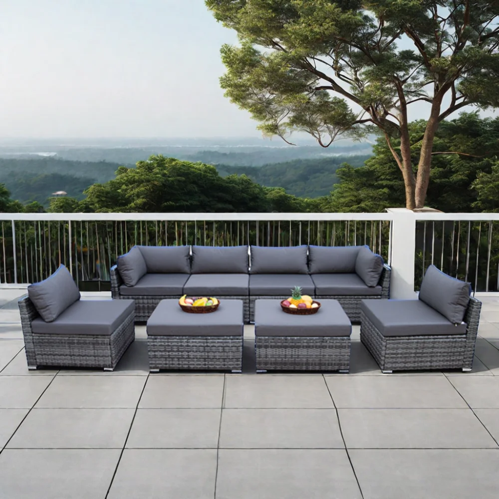 現代的な屋外家具ソファパティオ家具セットPEラタンガーデンセ - Outdoor Furniture Set With Fire Pit のレビューと価格