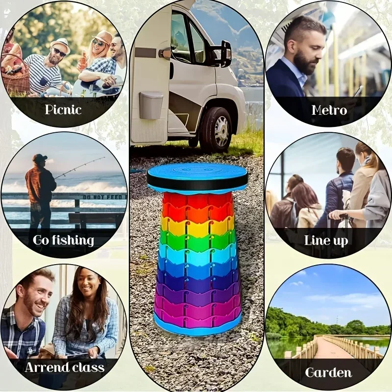 レインボー伸縮式キャンプスツール ポータブル 厚手 折りたた - Outdoor Furniture Design のレビューと価格