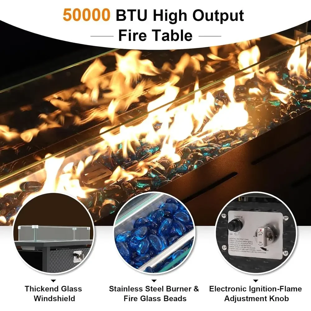 8点セットのパティオ家具、45インチのファイヤーピットテーブ - Outdoor Furniture Set With Fire Pit のレビューと価格