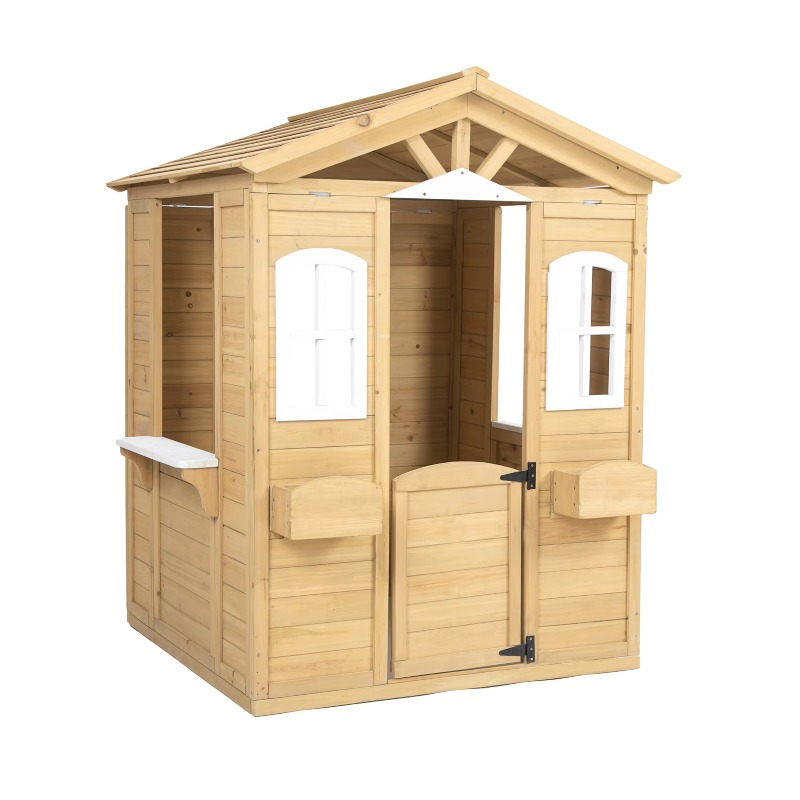 モダンでクラシックな木製キッズプレイハウス、屋外家具、開閉可 - Outdoor Furniture Kids のレビューと価格