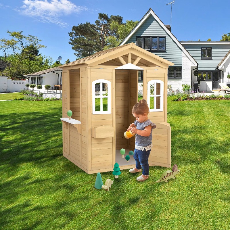 モダンでクラシックな木製キッズプレイハウス、屋外家具、開閉可 - Outdoor Furniture Kids のレビューと価格