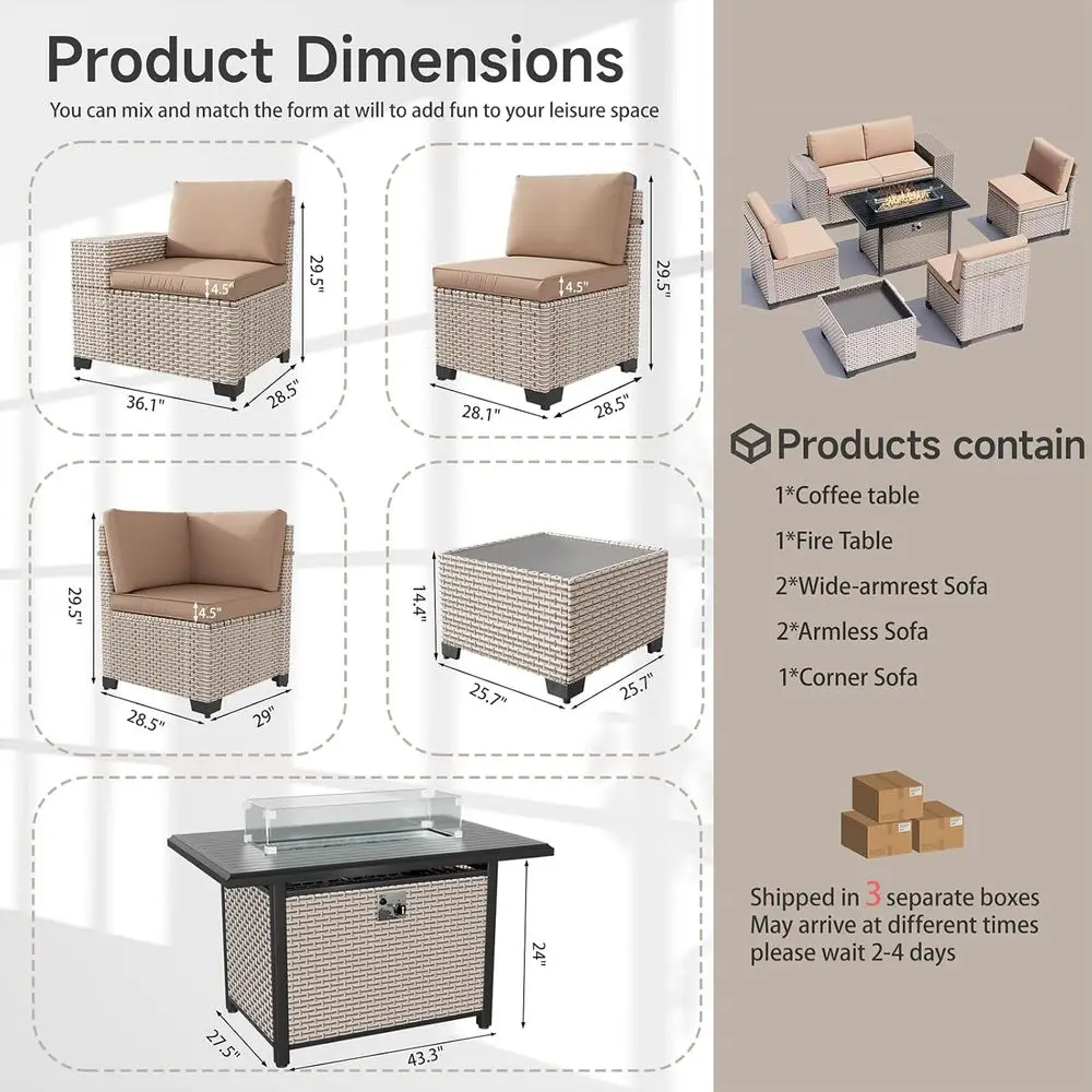 7点セットの屋外パティオ家具セット（ファイヤーピット、セクシ - Outdoor Furniture Set With Fire Pit のレビューと価格