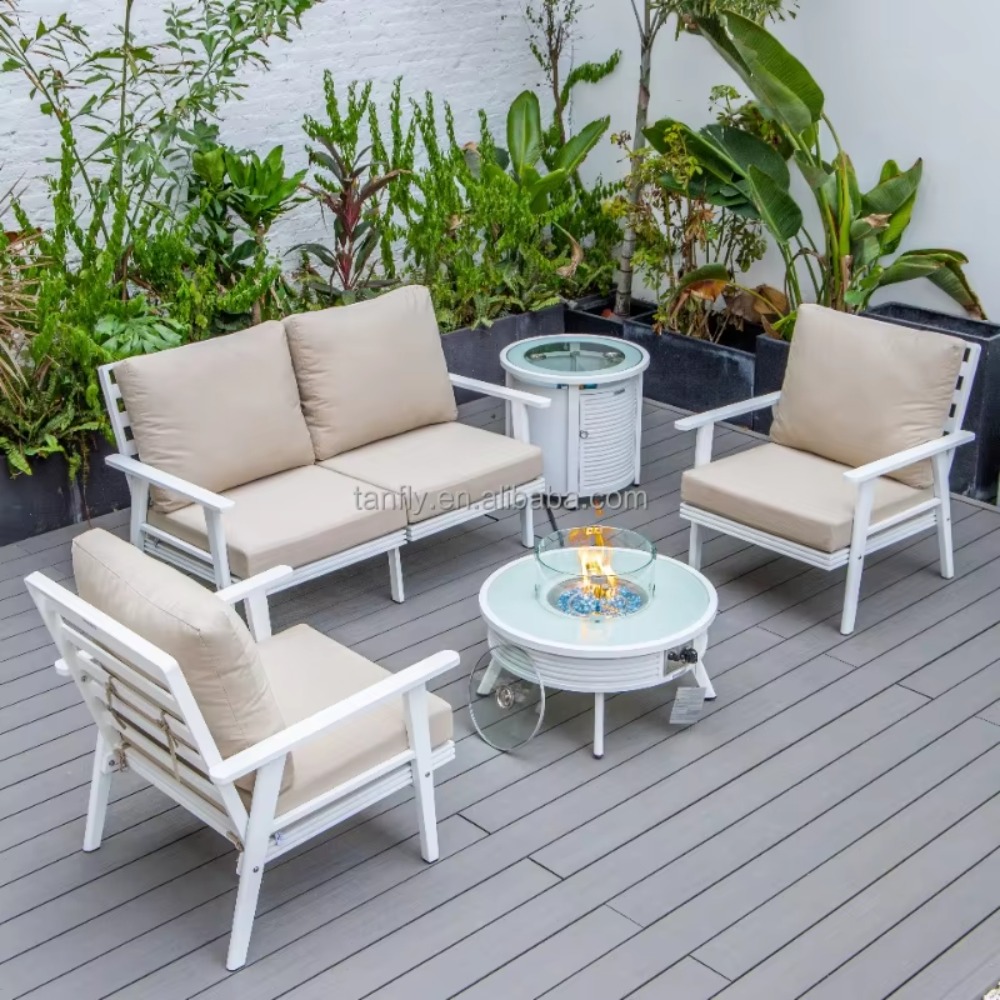 ヴィラホテル屋外家具セット モダンアルミガーデン家具 ソファ - Outdoor Furniture Set With Fire Pit のレビューと価格