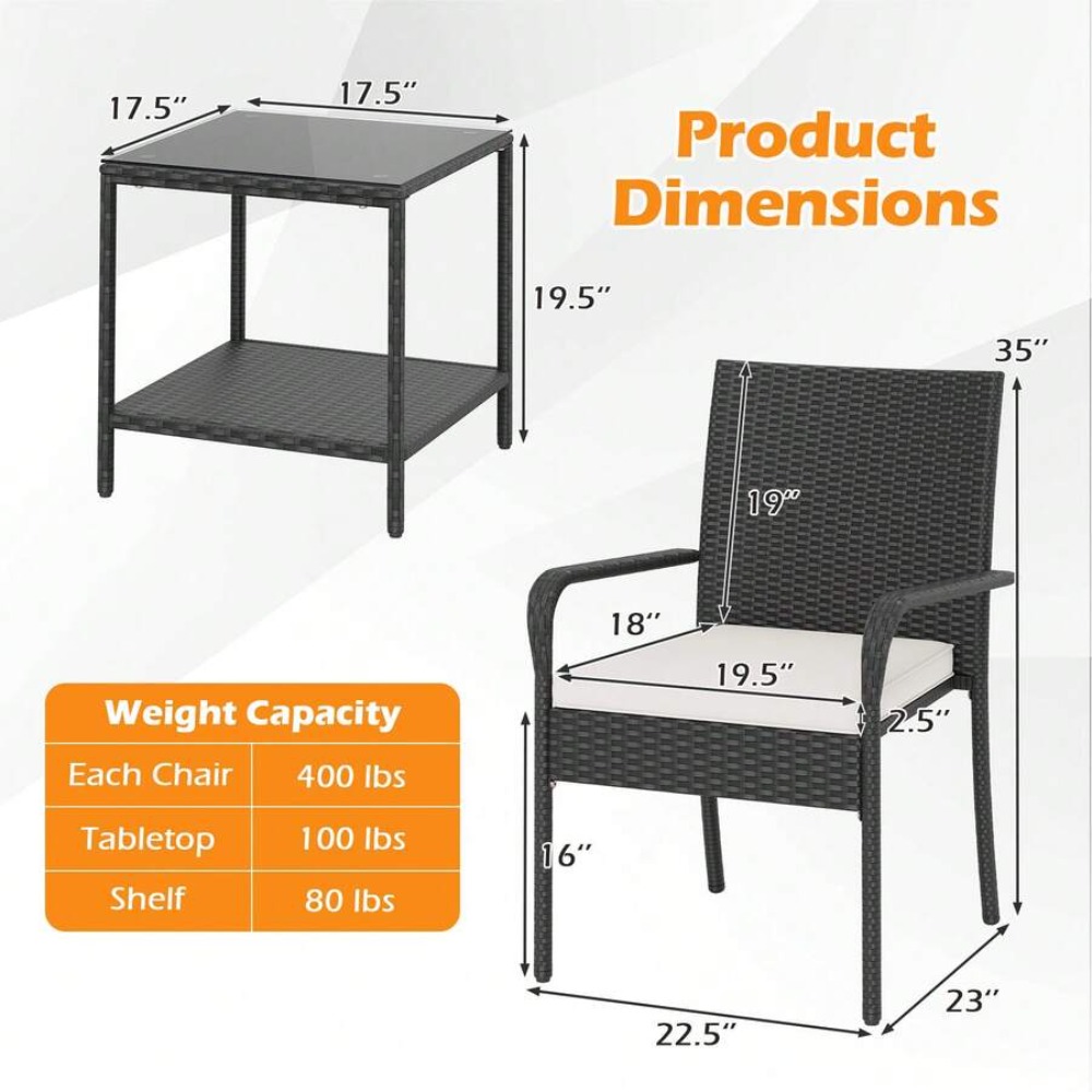 3ピースパティオ家具セット、屋外用ウィッカー製会話用チェアと - Outdoor Furniture Plus のレビューと価格
