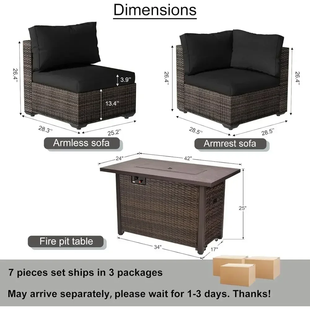 7点セットの屋外パティオ家具セット、42インチのファイヤーピ - Outdoor Furniture Set With Fire Pit のレビューと価格