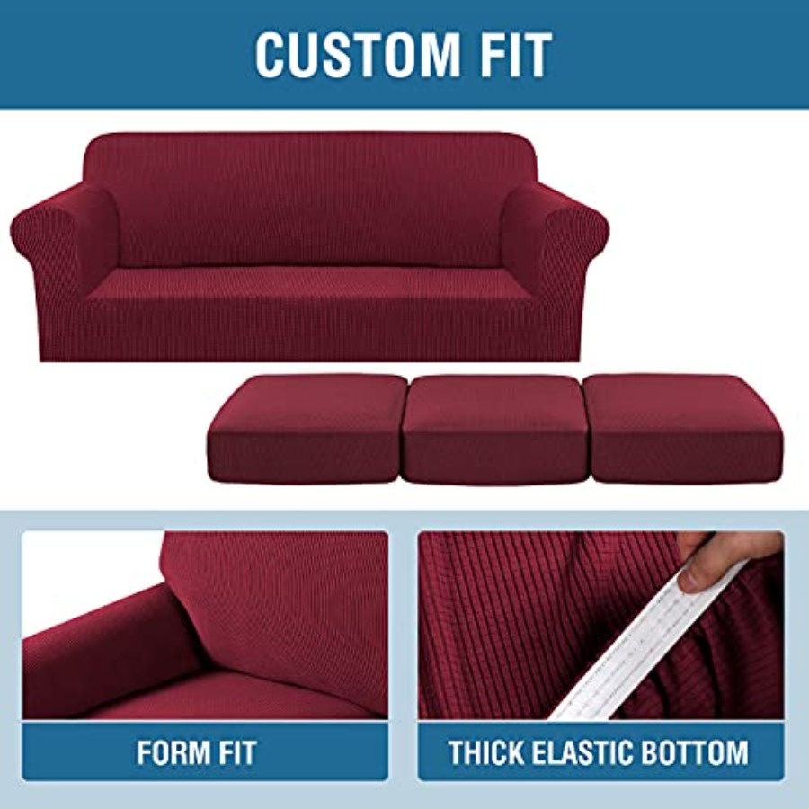 4ピース ストレッチソファカバー 3クッションカウチカバー  - Outdoor Furniture Plus のレビューと価格