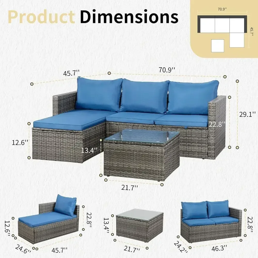 4ピース屋外用籐製パティオ家具セット、43インチプロパンファ - Outdoor Furniture Set With Fire Pit のレビューと価格
