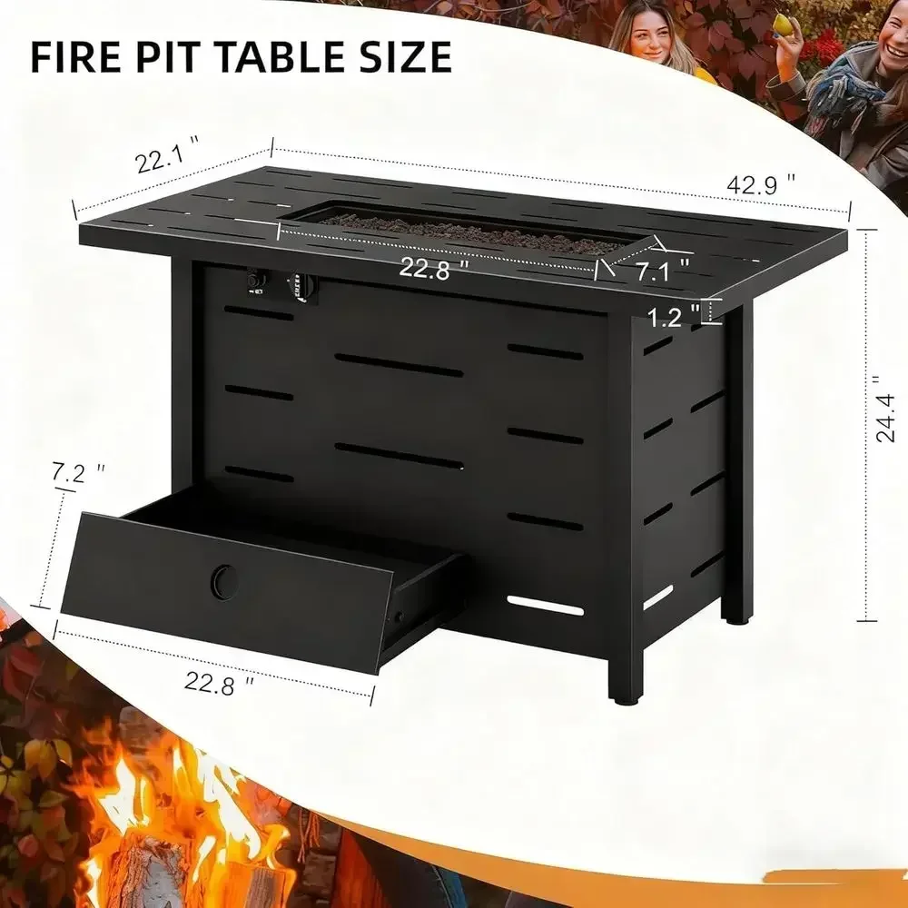 4ピース屋外用籐製パティオ家具セット、43インチプロパンファ - Outdoor Furniture Set With Fire Pit のレビューと価格